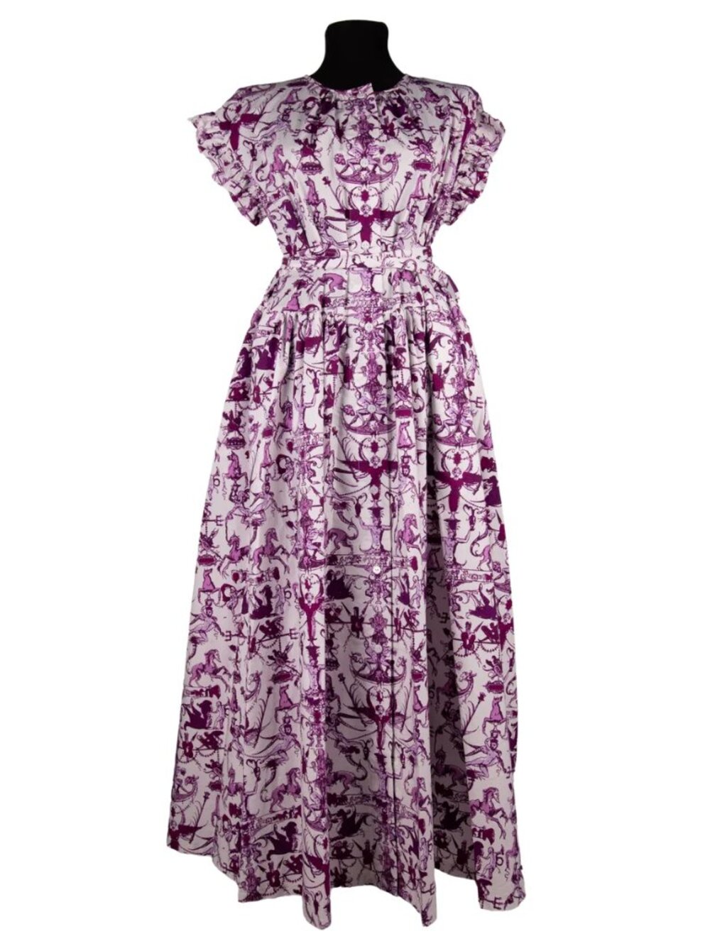 PATOU Voluminous maxi dress in Stories & Tales Print dainty Ruffle sleeve 38 / 6 - Picture 10 of 15